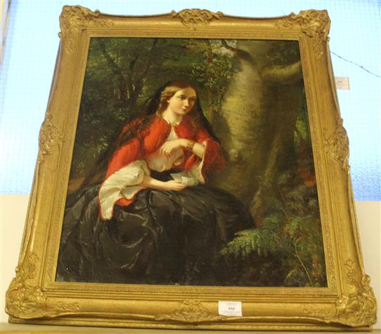 R* Cooper (19th C), Young lady reading a love letter, oil on canvas(-)